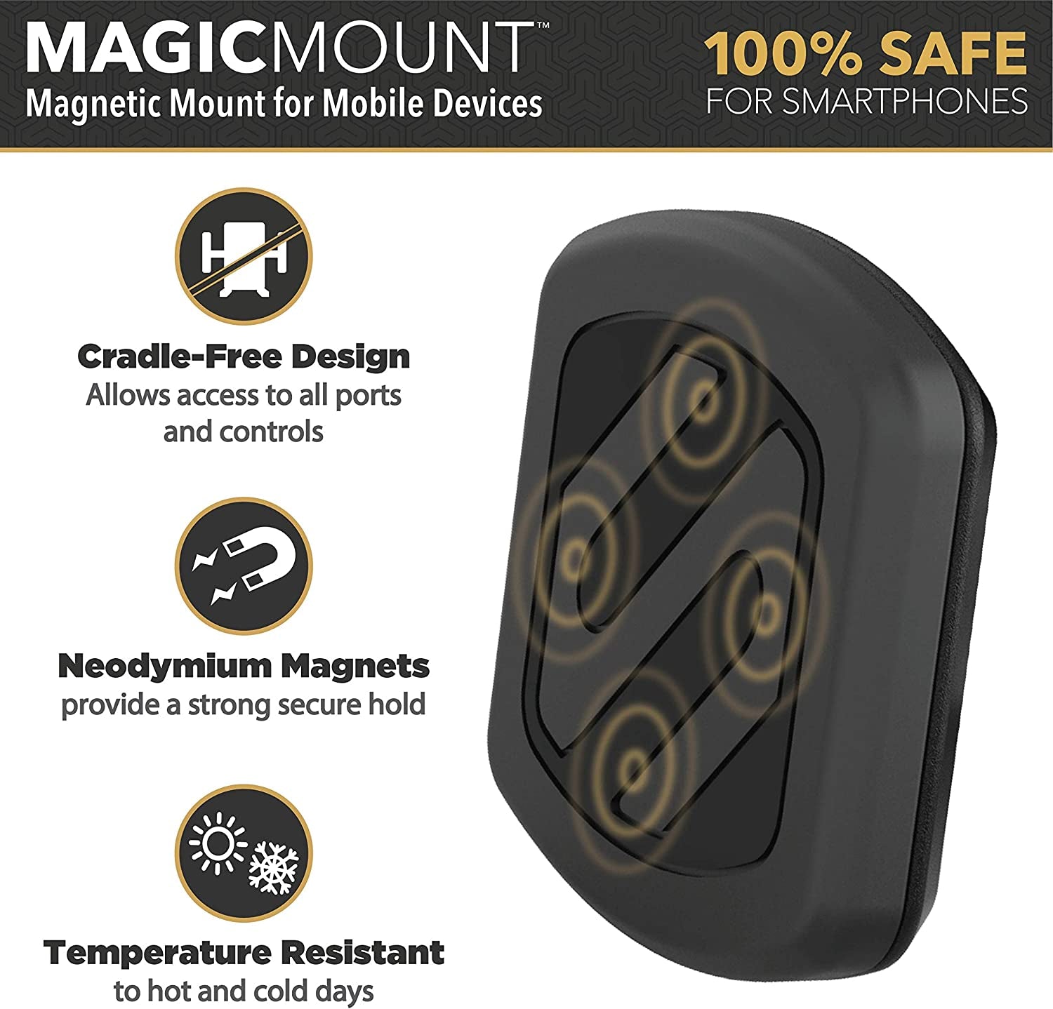 MWSM2PK-UB Magicmount Magnetic Car Phone Holder Mount with Suction Cup - 360 Degree Adjustable Head, Universal with All Devices - Suction Mount - Pack of 2